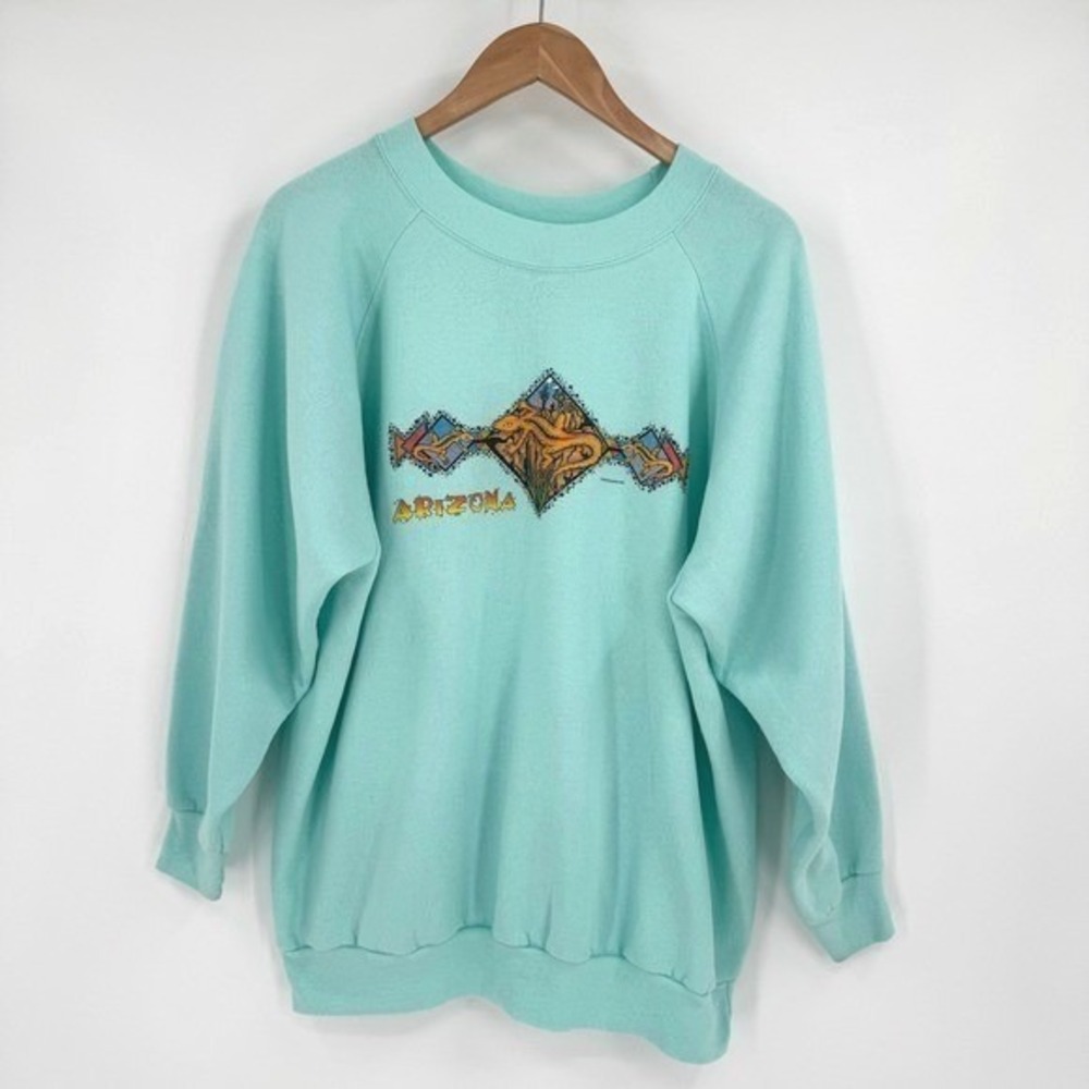 Gopher Sport Teal "Arizona" Lizard Graphic Crewneck Sweatshirt Women's Sz 3X